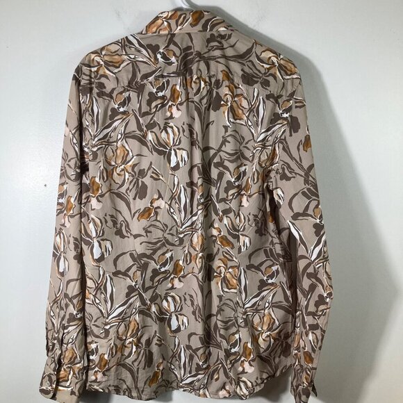 Mens Devred 1902 Extra Slim Fit Floral Button Shirt Tan Brown XL Made in France - Picture 2 of 8